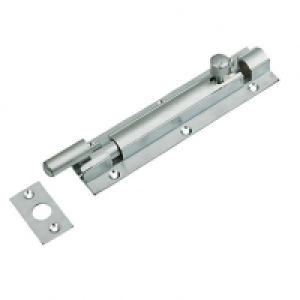 Wickes Necked Door Bolt Satin Chrome Finish 152mm