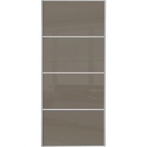 Wickes Sliding Wardrobe Door Silver Framed Four Panel Cappuc