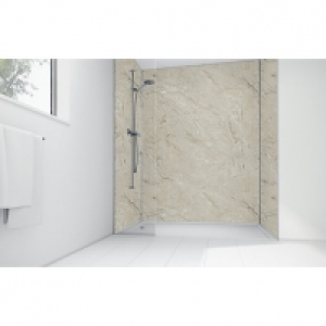 Wickes  Wickes Grey Calacatta Laminate 900x900mm 3 Sided Shower Pane