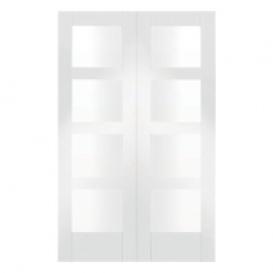 Wickes  Wickes Barton Glazed Internal Rebated White Primed Door Pair