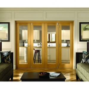 Wickes  Wickes Belgrave Internal Folding 4 Door Set Oak Veneer 1 Lit