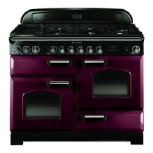 Wickes  Rangemaster Classic Delux 110 Dual Fuel Cranberry & Chrome