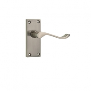 Wickes  Wickes York Victorian Scroll Latch Handles Pair Satin Nickel