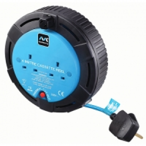 Masterplug 2 Socket 4m Small Cassette Reel 10A Blue £7.99