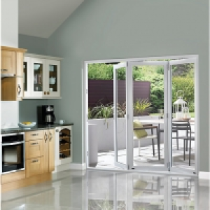 Wickes Burman Finished Folding Patio Door White 7ft Wide Rev