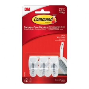 Command Small Wire Hooks White 3 Pack