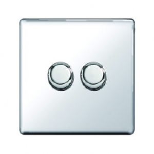 Wickes Dimmer Switch 2 Gang 2 Way 400W Polished Chrome Screw