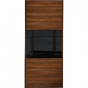 Wickes  Wickes Sliding Wardrobe Door Wideline Walnut Panel & Black G