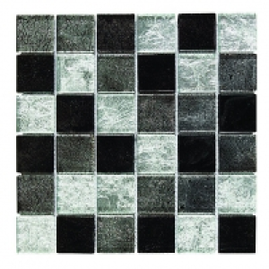 Wickes Black & Silver Leaf Glass Mosaic Tile 300x300mm £9.99