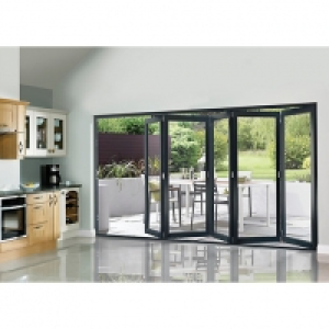 Wickes Burman Finished Folding Patio Door Grey 12ft Wide Rev