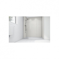 Wickes  Wickes White Gloss Laminate 1700 x 900mm 3 Sided Shower Pane