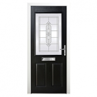 Wickes  Wickes Avon Composite Door Black 2 Panel 2100 x 920mm Left O