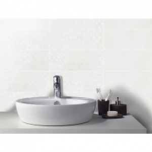 Wickes Logic Ivory Decor Ceramic Wall Tile 400 x 150mm £18.99