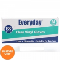 JTF  Disposable Vinyl Gloves Clear Medium 100 Pack