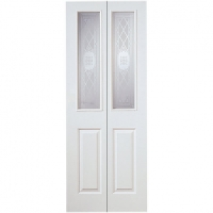 Wickes  Wickes Stirling Internal Bi-Fold Door White Grained Glazed M