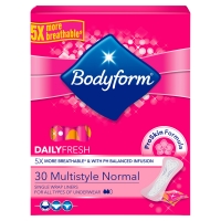 Wilko  Bodyform Daily Fresh Liners Normal Multistyle Wrapped 30pk