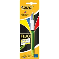 Wilko  Bic 4 Colours Fluo Ballpoint Pen Assorted Colours 1pk