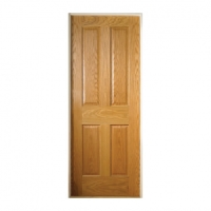 Wickes Cobham Internal Pre Finished Oak Veneer Door 4 Panel  &pound;149.00