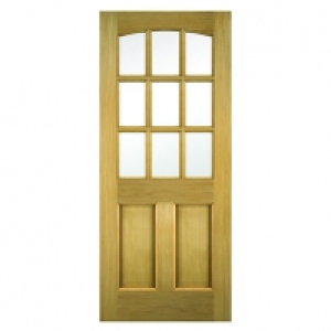 Wickes Georgia External Oak Veneer Door Glazed 2 Panel 2032