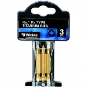 Wickes Titanium Screwdriver Bit Pozi NO1 50mm Pack 3