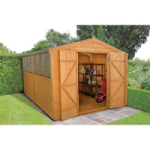 Forest Garden Apex Shiplap Dip Treated Double Door Shed 8 x
