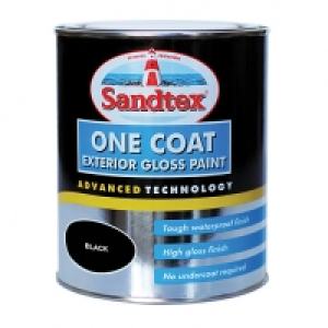 Wickes  Sandtex One Coat Exterior Gloss Paint - Black 750ml