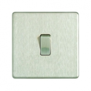 Wickes 10A Light Switch 1 Gang 2 Way Brushed Steel Screwless £9.49