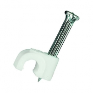 Wickes Round Cable Clips White 4mm 50 Pack