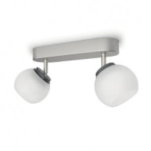 Philips Balla Matt Chrome Frosted Glass LED Bar Double Spotl