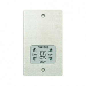 Wickes Dual Voltage Shaver Socket 2 Gang Brushed Ultra Flat