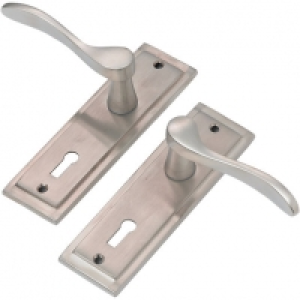Wickes Bravo Lock Handles Pair Satin Nickel Finish &pound;15.29