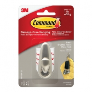 Command Forever Classic Small Metal Hook Brushed Nickel