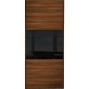 Wickes  Wickes Sliding Wardrobe Door Wideline Walnut Panel & Black G