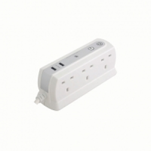 Masterplug 6 Socket 1m Back to Back Extension Lead Gloss Whi