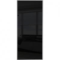 Wickes  Wickes Sliding Wardrobe Door Silver Framed Single Panel Blac