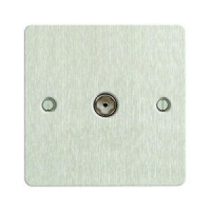 Wickes Ultra Slim Coaxial Socket 1 Gang Brushed Screwless Fl