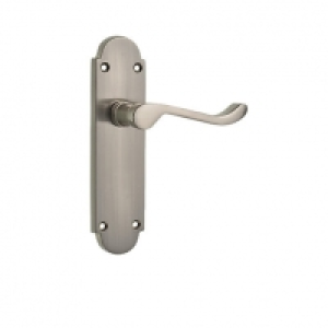 Wickes Cuba Victorian Shaped Latch Handles Pair Satin Nickel