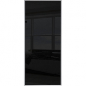 Wickes  Wickes Sliding Wardrobe Door Silver Framed Single Panel Blac