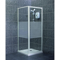 Wickes  Wickes Pivot Frosted Shower Enclosure Door & Side Panel Whit