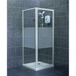 Wickes Pivot Frosted Shower Enclosure Door & Side Panel Whit