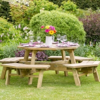 QDStores  Alex Octagon Wooden Garden Picnic Table
