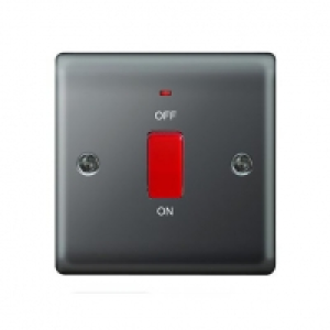Wickes 45A Cooker Switch 1 Gang Black Nickel Raised Plate £15.49