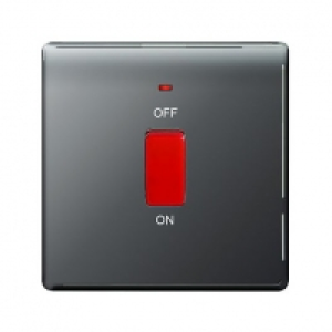 Wickes  Wickes 45A Cooker Switch 1 Gang Black Nickel Screwless Flat 