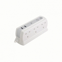 Wickes  Masterplug 6 Socket 1m Back to Back Extension Lead Gloss Whi