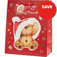 JTF  Cute Bear With Santa Hat Large Gift Bag
