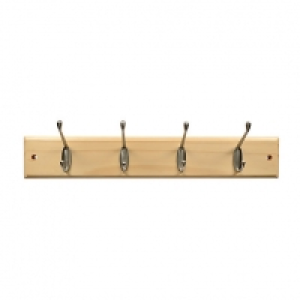 Wickes Light Duty Hook Rail Pine/Nickel 450mm