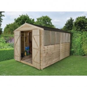 Wickes Apex Overlap Pressure Treated Double Door Shed 8 x 12
