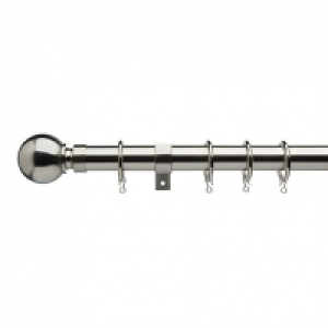 28mm Metal Ball Curtain Pole Satin Steel 1.2m