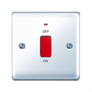 Wickes 45A Cooker Switch 1 Gang Polished Chrome Raised Plate &pound;15.49