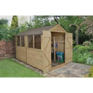 Wickes Apex Overlap Pressure Treated Double Door Shed 8 x 10